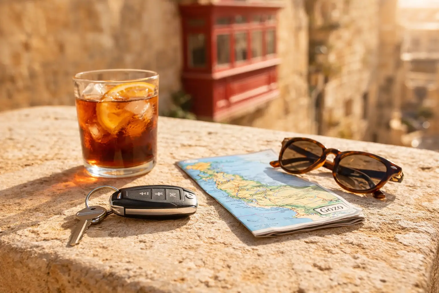 Schluessel und Karte fuer Mietwagen auf Malta