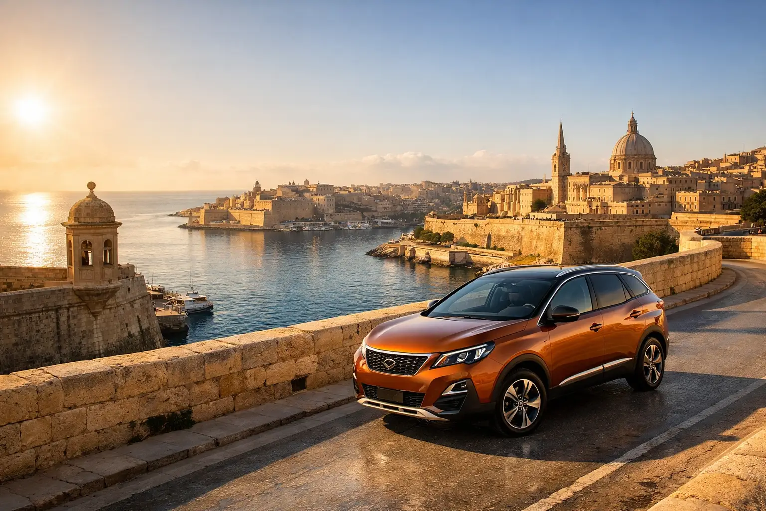 Mietwagen auf Kuestenstrasse in Malta